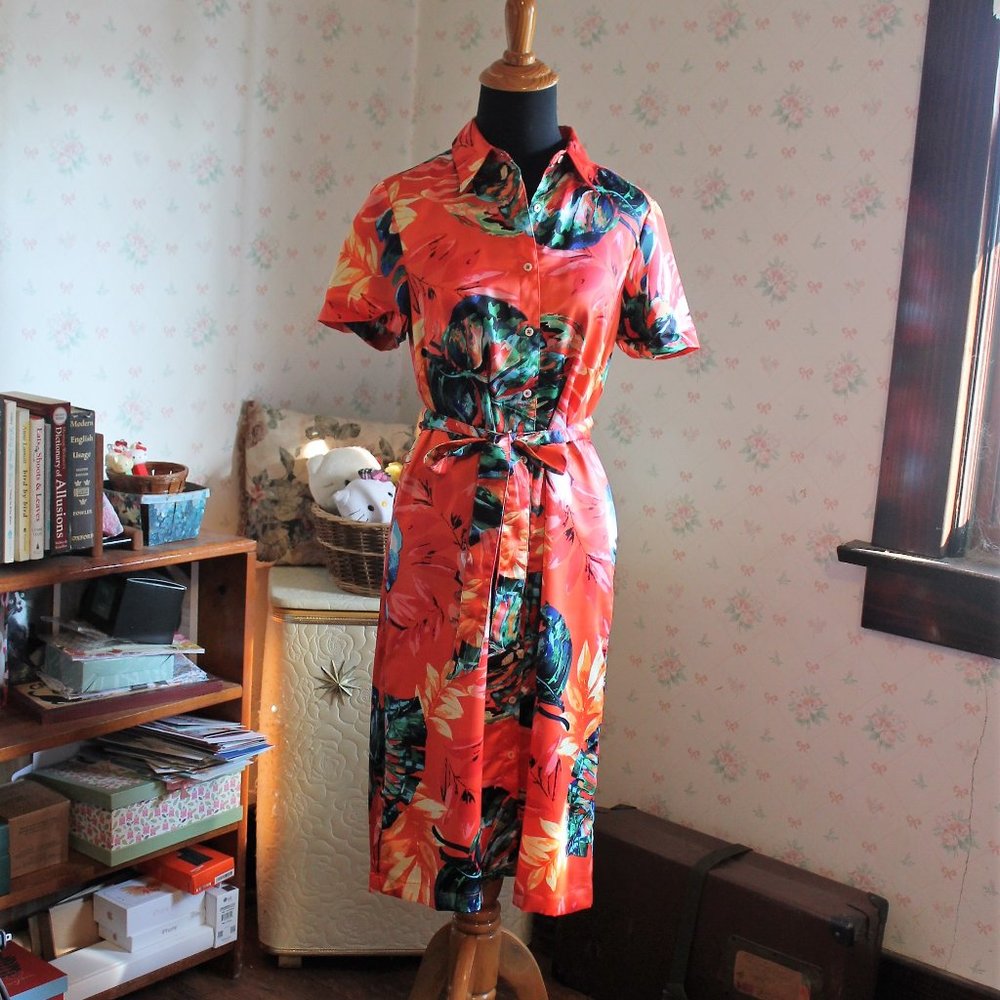 AVON Signature Collection Tropical Print Shirt Dress, Small, NWOT